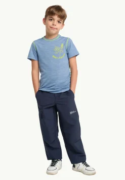 Jack Wolfskin Hauts Techniques|T-Shirts & Hauts Manches Longues-Merino Graphic T K Elemental Blue